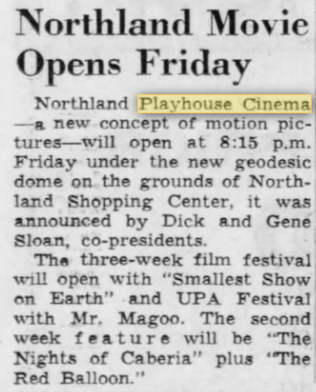 Playhouse Cinema - 1958 ARTICLE